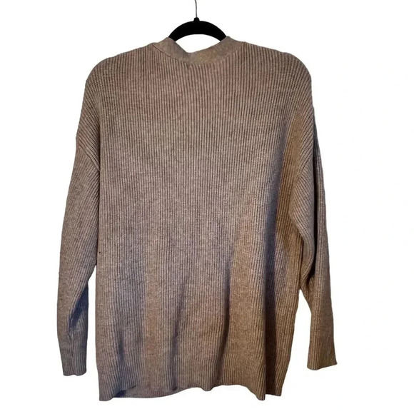 Merokeety Women's Beige Ribbed Button-Up Cardigan Sweater Size L - Picture 3 of 10